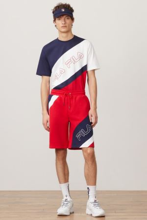 FILA Saburo Shorts Red / Navy / White,Mens Clothing | CA.ZJFEMU674